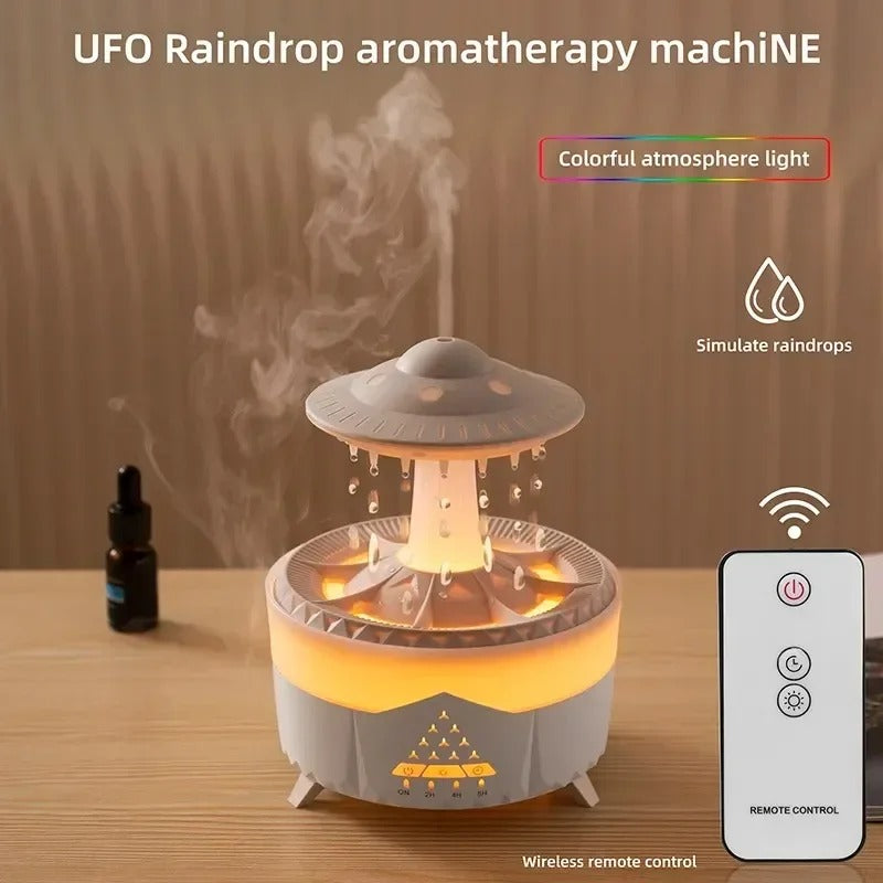 Mushroom Humidifier with Raining Cloud Lamp Aromatherapy - Colorful Raindrop Light Essential Oil Diffuser