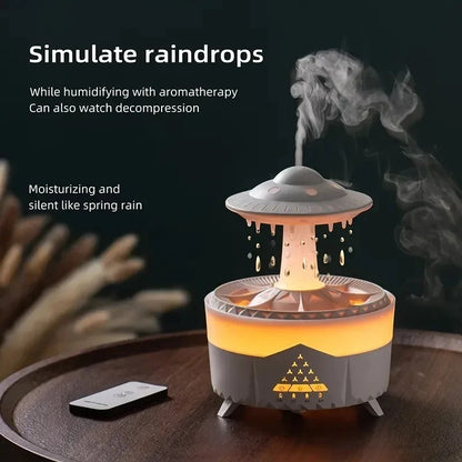 Mushroom Humidifier with Raining Cloud Lamp Aromatherapy - Colorful Raindrop Light Essential Oil Diffuser