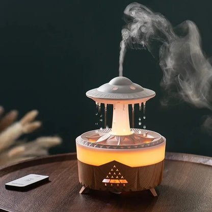 Mushroom Humidifier with Raining Cloud Lamp Aromatherapy - Colorful Raindrop Light Essential Oil Diffuser