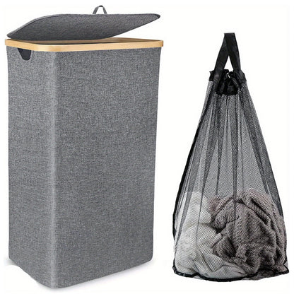 Extra Large Black Laundry Basket with Lid - 110L Dirty Laundry Hamper for Washing Clothes