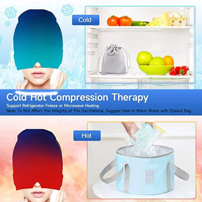 Migraine Relief Hat: Gel Hot Cold Therapy Ice Cap for Headache and Migraine Relief