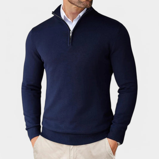 Men's Slim Fit Quarter Zip Sweater | Mock Neck Knitted Pullover, Lightweight & Comfortable for Year-Round Wear