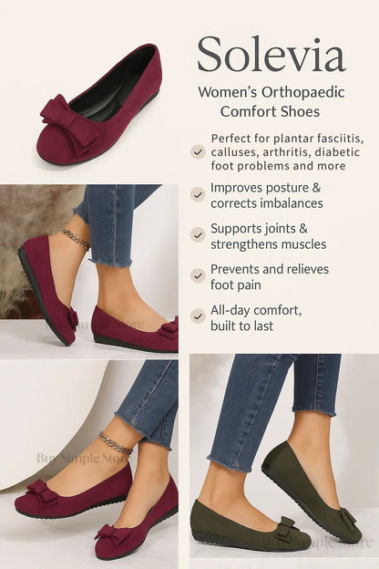 Solevia | Womens Orthopedic Comfort Shoes with Arch Support – Stylish Wide Fit Flats or Low Heels for Work, Dress & Plantar Fasciitis