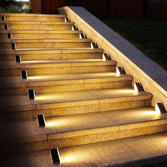 LED Solar Powered Stair Lights with Motion Sensor - Waterproof Outdoor Lighting for Steps, Pathways, and Decks