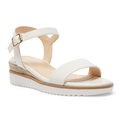 Verona Luxe™ | Women's White Smooth Wedge Sandals | Stylish Design, Comfortable Fit, and Durable Material