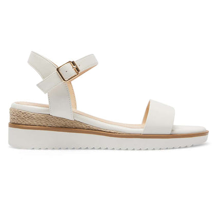 Verona Luxe™ | Women's White Smooth Wedge Sandals | Stylish Design, Comfortable Fit, and Durable Material
