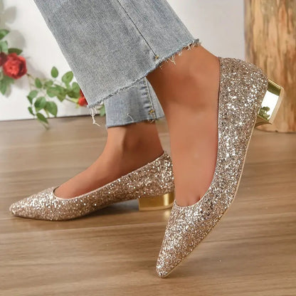 Glitter Flats for Women with Pointed Toe - Stylish Footwear for Everyday Wear