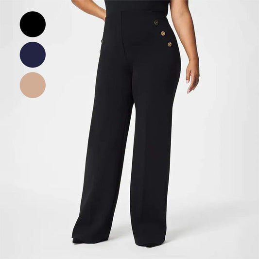 Women's Plus Size High-Waist Wide-Leg Pants | High Stretch Fabric, Comfortable Fit, Casual Style