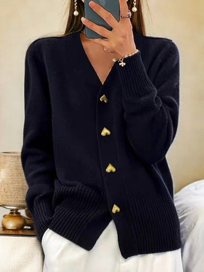 Cardigan Belle™ | Women's V-Neck Cardigan | Soft Knit, Heart Button Detail & Cozy Fit