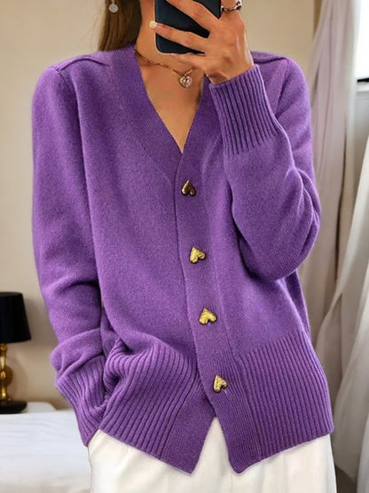 Cardigan Belle™ | Women's V-Neck Cardigan | Soft Knit, Heart Button Detail & Cozy Fit