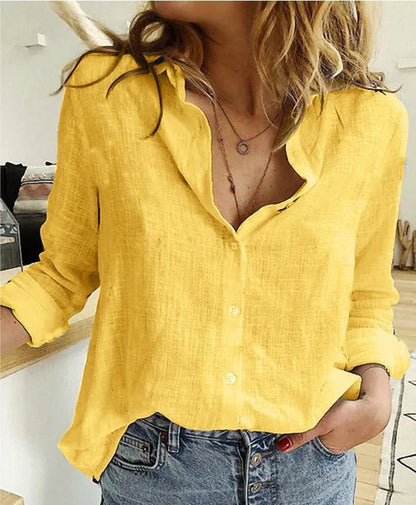 Linen Vogue™ | Women Cotton Button-Up Shirt | Solid Color, Breathable Fabric, Casual & Stylish Design
