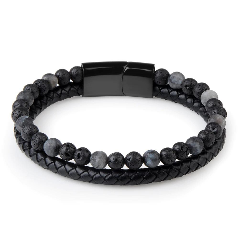 Black Onyx & Tiger Eye Men Chakra Bead Bracelet