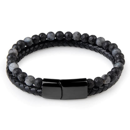 Black Onyx & Tiger Eye Men Chakra Bead Bracelet