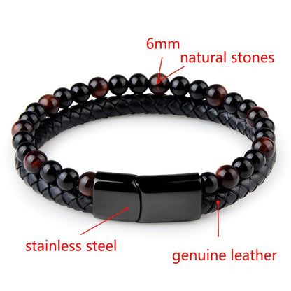 Black Onyx & Tiger Eye Men Chakra Bead Bracelet