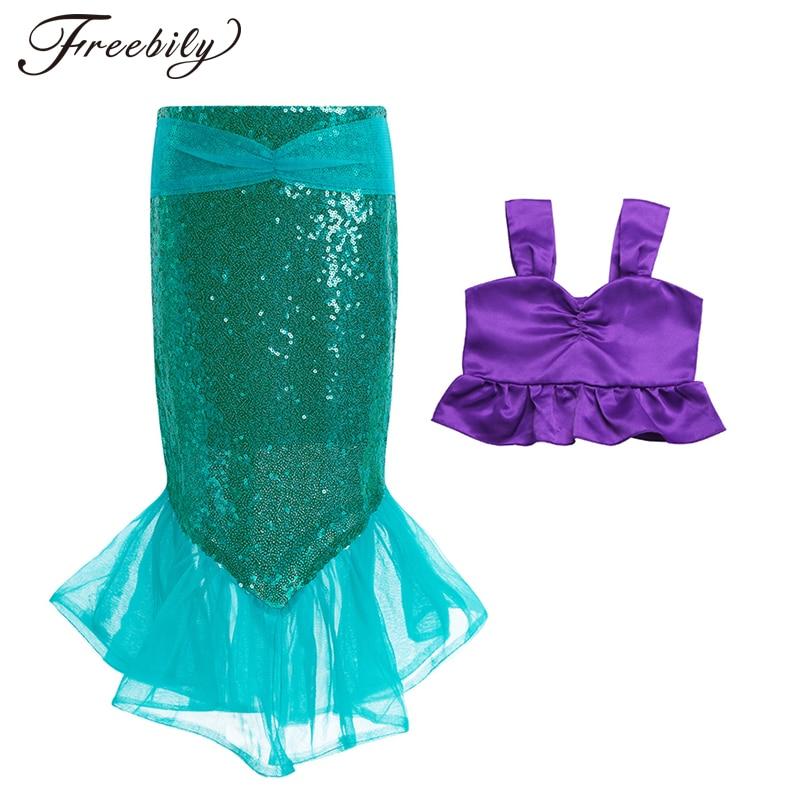 Mermaid Tails for Kids Costume Top & Skirt