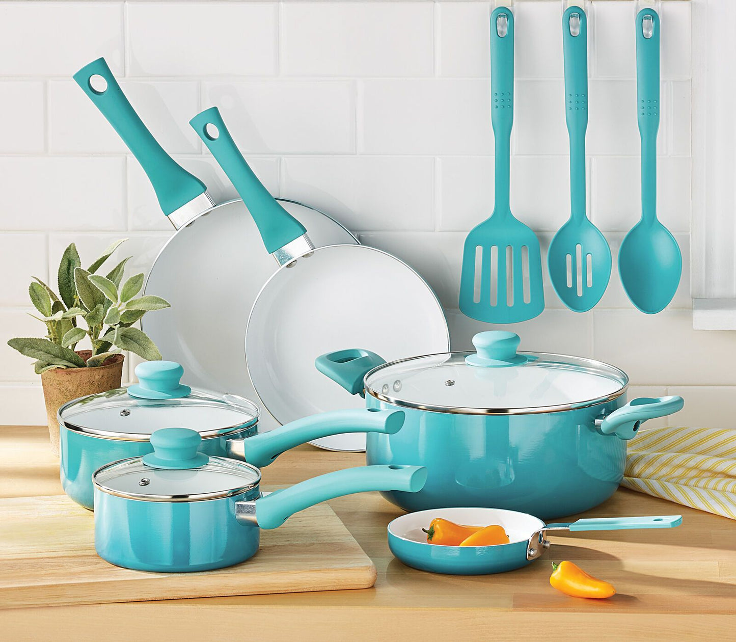 12 Pieces Greenlife Diamond Ceramic Non-stick Cookware Set