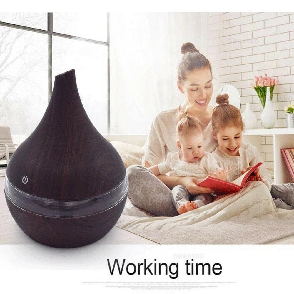 300 ml Wood Grain Vase Style Essential Oil Diffuser Light Wood Grained