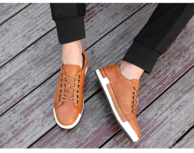 Soft Leather Mens Brown Trainers