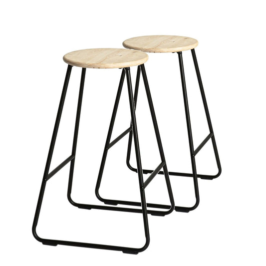 2 Pcs Wooden Bar Stools