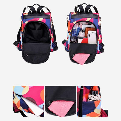 Colorful Print Nylon Oxford Anti Theft Travel Backpack Purse Handbag - 2 patterns - Balma Home