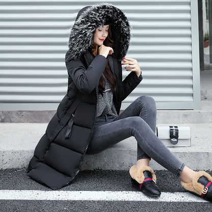 Long Puffer Jacket With Hood Cotton Big Fur Coated Long Puffer Jacket High Cold Protection