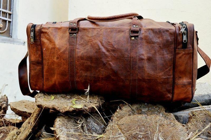 Leather Duffle Bag Vintage Style Large Crazy Horse Leather 25" Duffel Bag