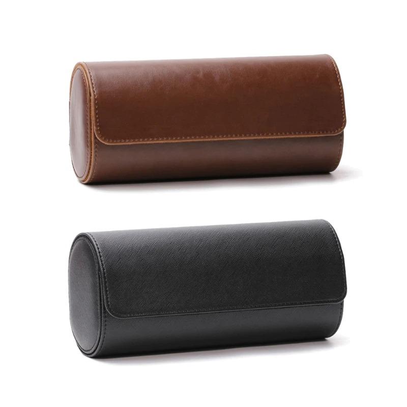 3 Slots Leather Roll Watch Travel Case
