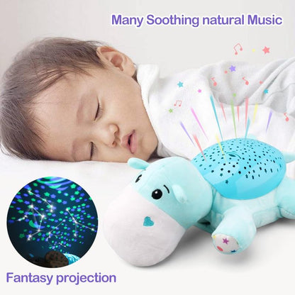 Baby Sleep LED Lighting Stuffed Animal Led Night Lamp Plush Toys With Music & Stars Projector Light