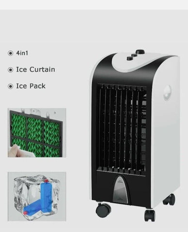 Portable Air Conditioning Air Cooler and Fan W/ Remote Control + 2 Ice Packs