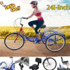 Image of 24 Inch Adult Tricycle Trike 3 Wheel Bike 6 Speed Shift + Shopping Basket
