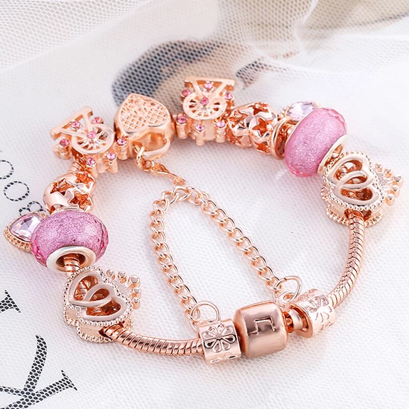 New Famous Jewelry Women Charm Bracelet Pandora Charm Bracelet Gold