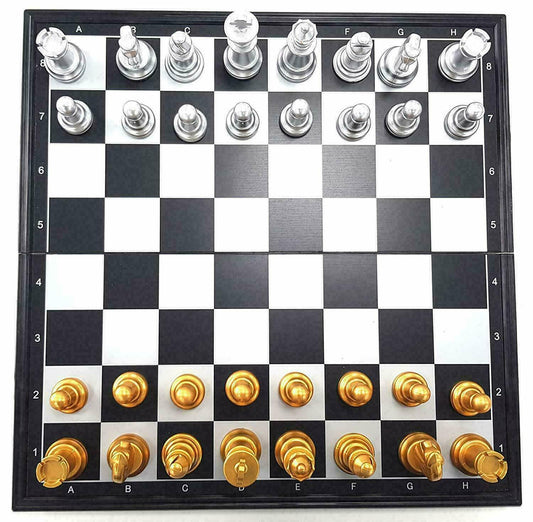 Silver and Gold Foldable Chess Board
