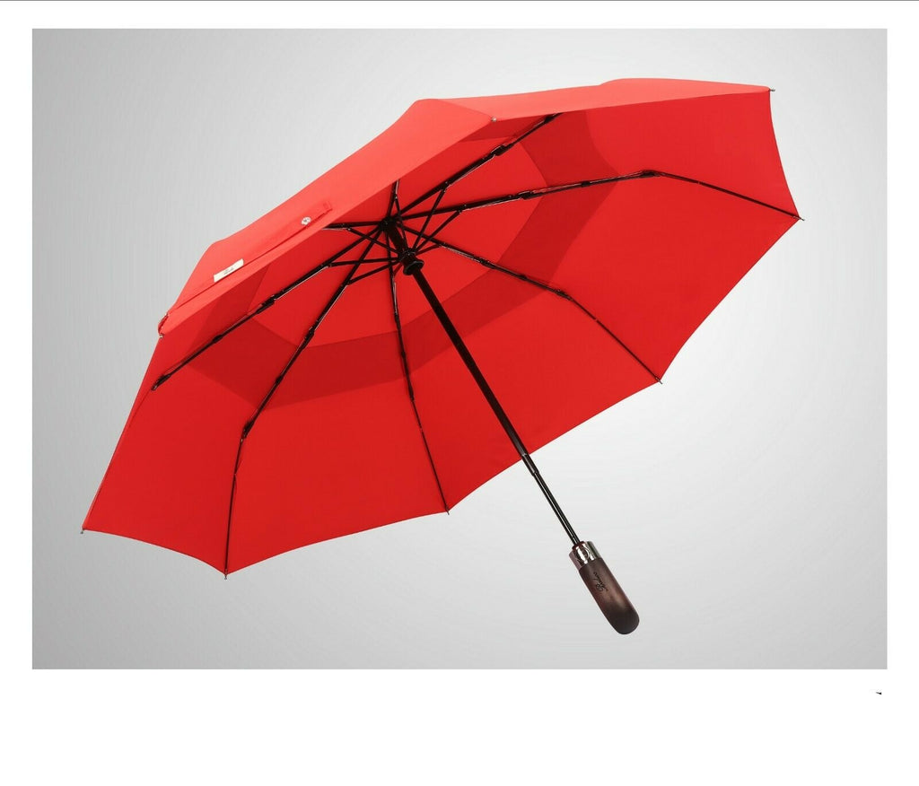 Red Umbrella with Real Wood handle