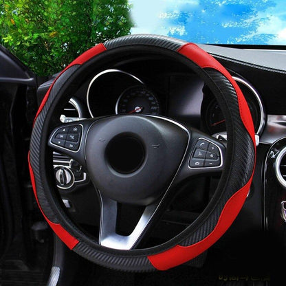 Premium-Leather Steering Wheel Covers, Red