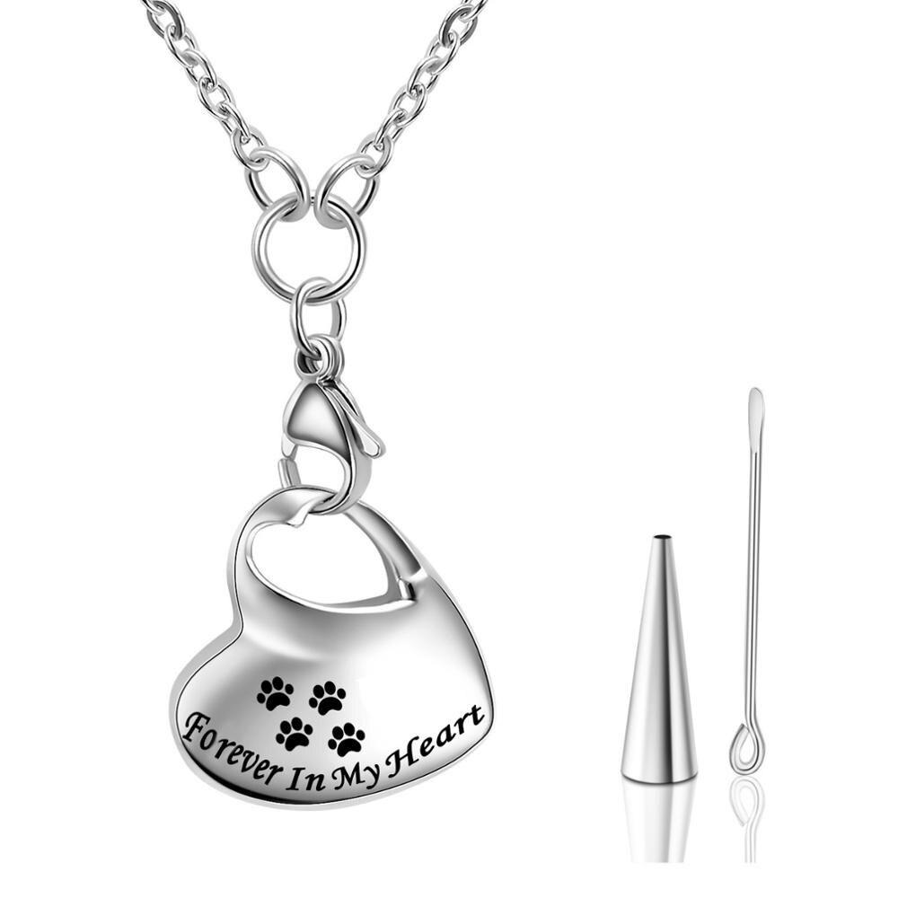 No Longer By My Side Forever In My Heart - Paw Print Urn Necklace