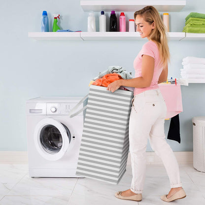 75 L Grey Laundry Basket with Extended Handle