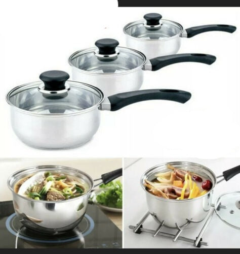 3 Pcs Induction Pans Stainless Steel Induction Cookware