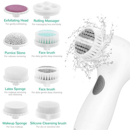 8 In 1 Electric Facial Cleansing Brush Deep Cleaning Pore Face Scrubber Waterproof Massage Skin Electric Face Brush