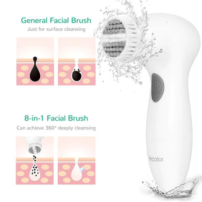 8 In 1 Electric Facial Cleansing Brush Deep Cleaning Pore Face Scrubber Waterproof Massage Skin Electric Face Brush