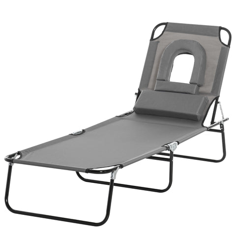 Portable Folding Sun Lounger Cushioned Recliner Outdoor Seat Bed Reclining Reading Sun Lounger