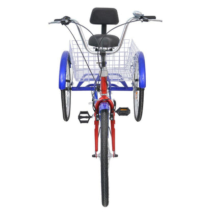 24 Inch Adult Tricycle Trike 3 Wheel Bike 6 Speed Shift + Shopping Basket