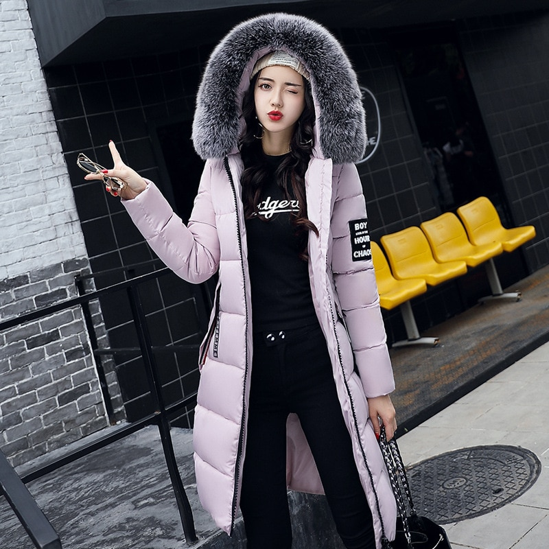 Long Puffer Jacket With Hood Cotton Big Fur Coated Long Puffer Jacket High Cold Protection