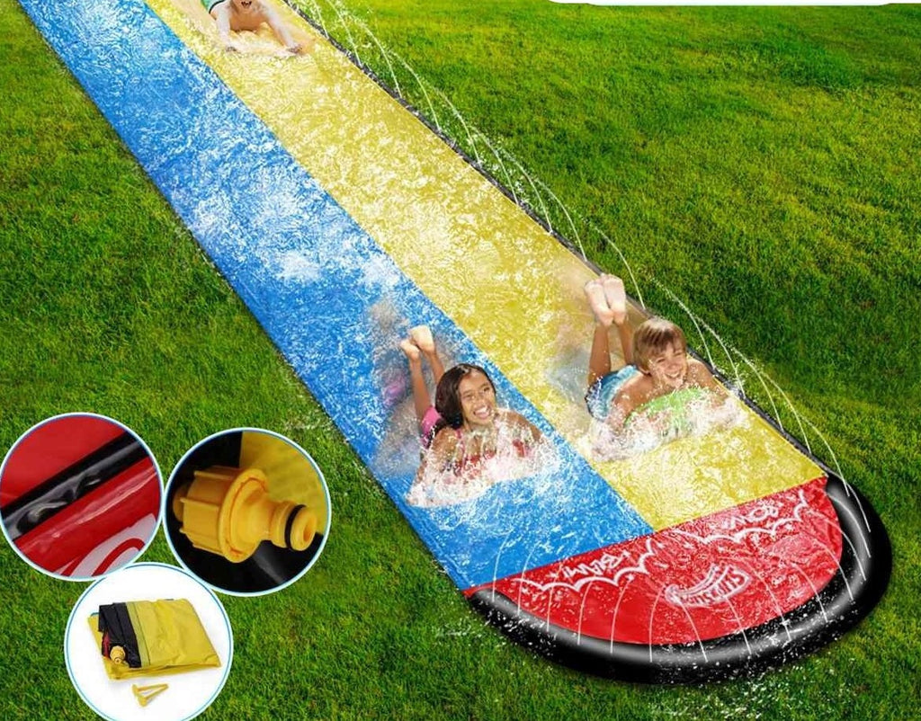 Inflatable Water Slides Summer Outdoor Games for Kids 16'x5' Water Park with Side Sprinkles