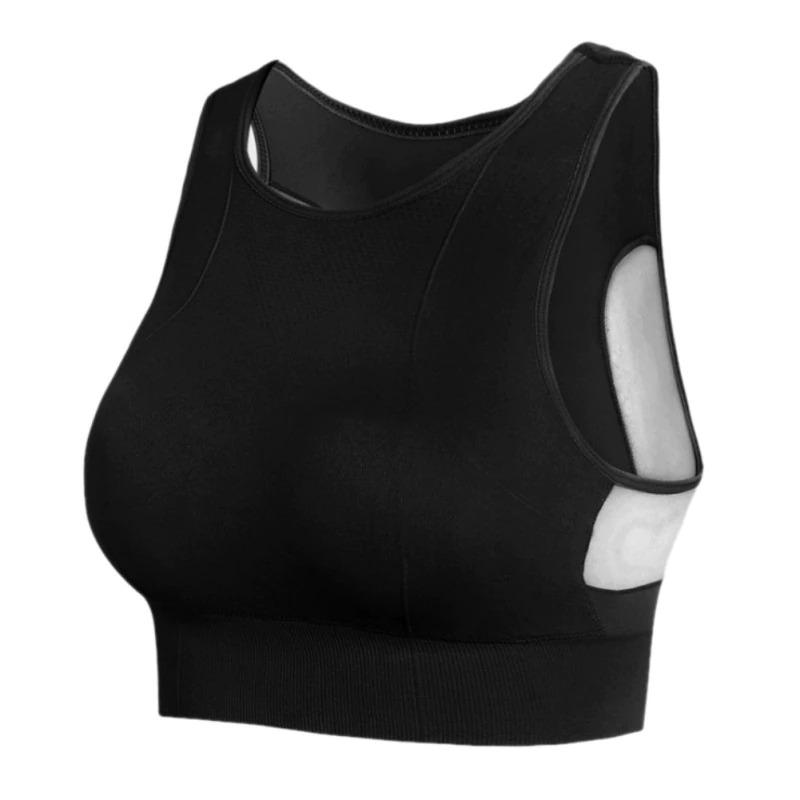 Breathable Mesh Shockproof Padded High Neck Support Bra