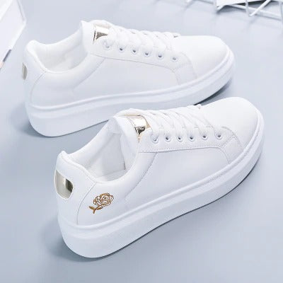 Ladies White Platform Trainer Casual Shoes