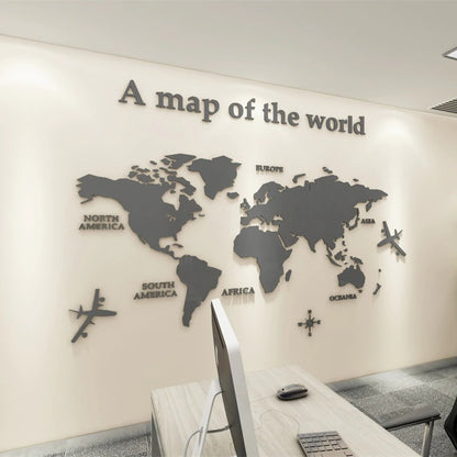Mapa Mundi Acrylic 3D Wall Sticker