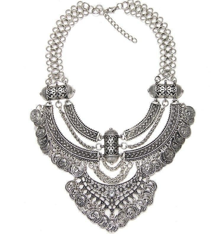 Elegant Vintage Women DYLA Brand Chain Chunky Statement Mtal Silver Color Necklace Pendants Jewelry Factory Price - Balma Home