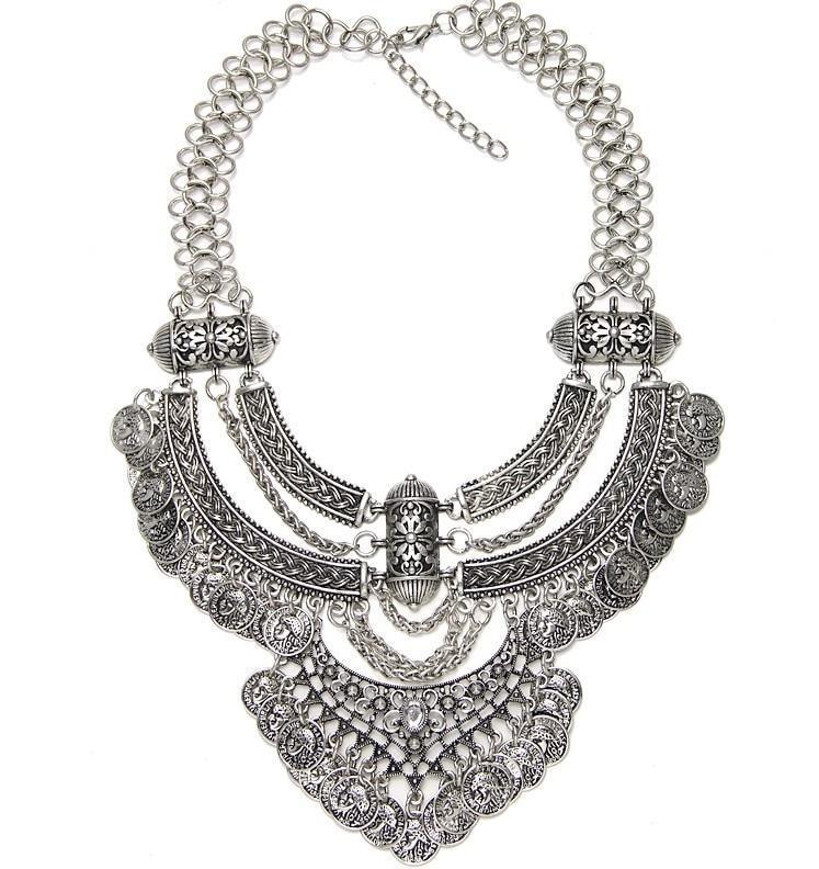 Elegant Vintage Women DYLA Brand Chain Chunky Statement Mtal Silver Color Necklace Pendants Jewelry Factory Price - Balma Home