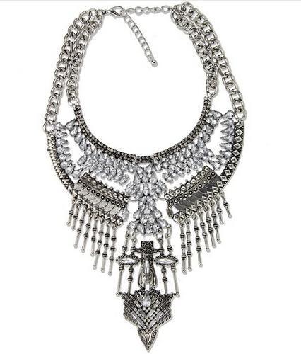 Elegant Vintage Women DYLA Brand Chain Chunky Statement Mtal Silver Color Necklace Pendants Jewelry Factory Price - Balma Home
