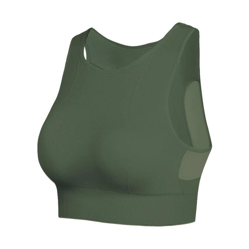 Breathable Mesh Shockproof Padded High Neck Support Bra